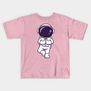 Cute Astronaut Meditating Yoga Cartoon Kids T-Shirt